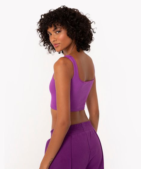 cropped básico de poliamida areia - roxo uva