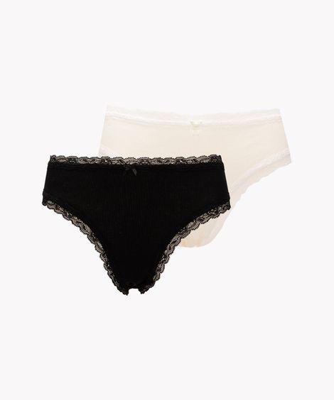 kit de 2 calcinhas biquini com renda multicor