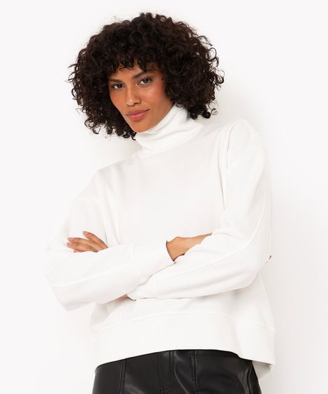 blusão de moletom feminino gola alta off white