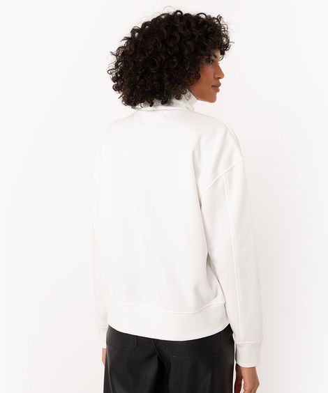 blusão de moletom feminino gola alta off white