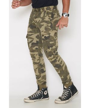 Calça Sarja Cargo Camuflada Masculina Aeropostale Bege