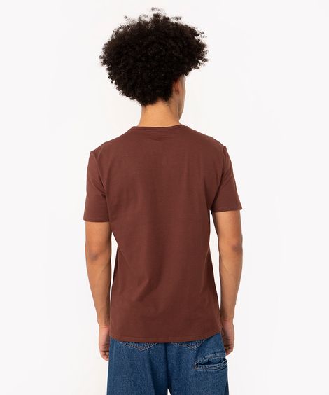 camiseta slim básica manga curta - marrom escuro