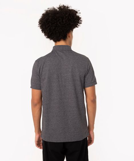 polo de piquet básica comfort manga curta - preto mescla