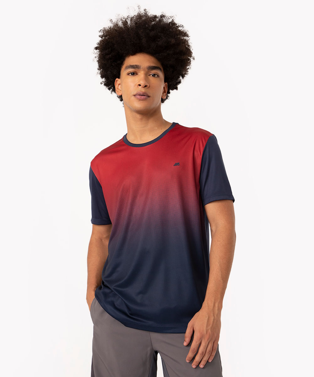 camiseta manga curta degradê esportivo ace azul