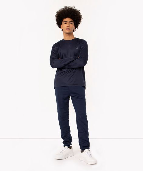 calça jogger com bolsos esportiva azul marinho