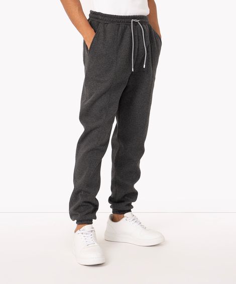 calça moletom jogger com bolsos  cinza