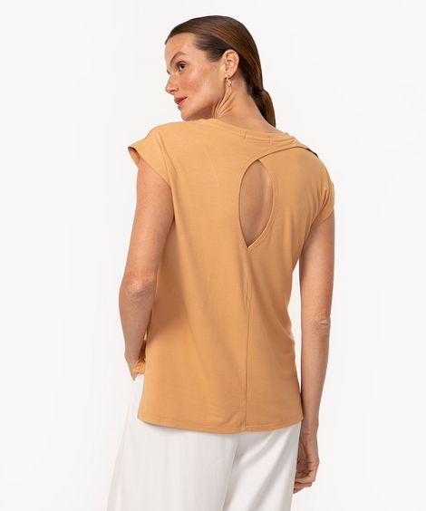 blusa de viscose muscle com decote bege claro