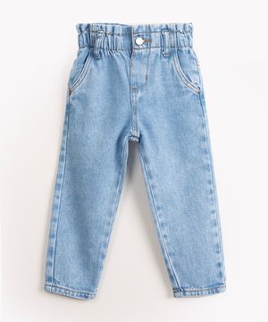 calça jeans infantil clochard com bolsos azul claro
