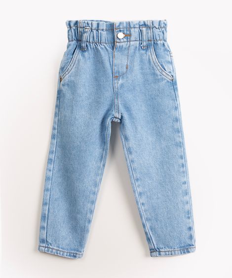 calça jeans infantil clochard com bolsos azul claro