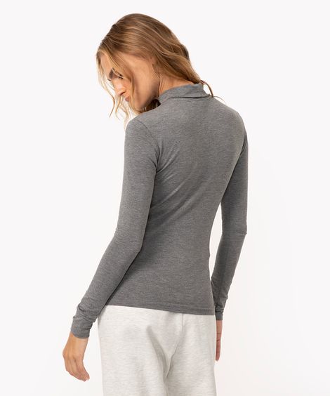 blusa gola alta manga longa  cinza