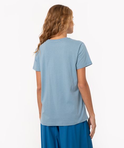 camiseta de algodão manga curta rainha do meu ser azul