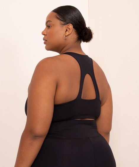 top plus size nadador com recorte sem bojo mindset sport  preto