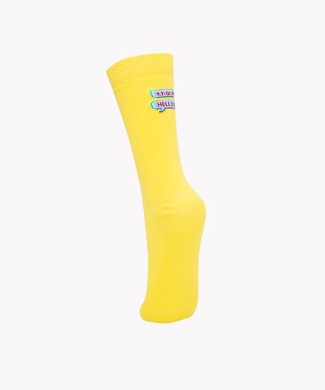 meia cano longo 90s vintage amarelo
