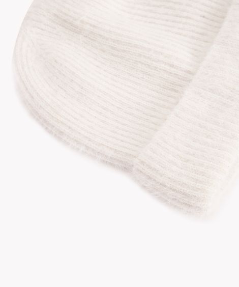gorro de tricot canelado com pelinho off white