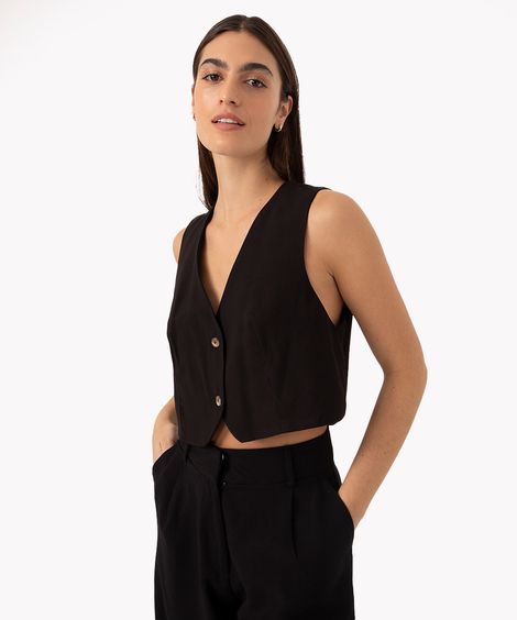 colete cropped alfaiataria  preto