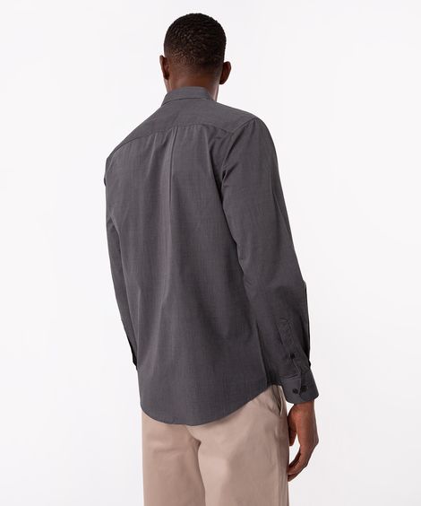 camisa de algodão comfort manga longa preta