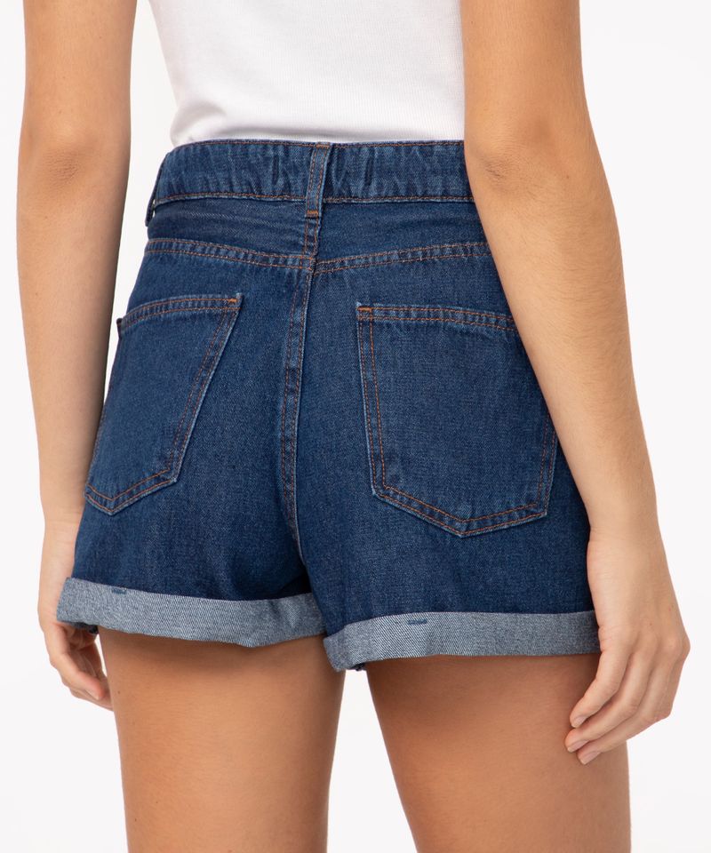 Short Jean Mujer Mom Azul Oscuro