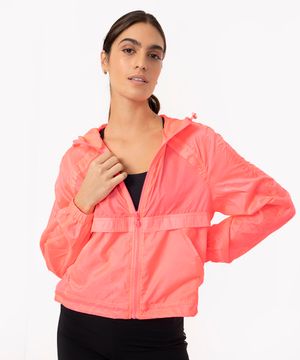 jaqueta corta vento com capuz esportiva ace pink