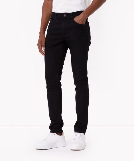 calça jeans skinny com bolsos preta