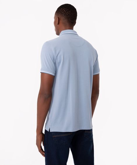 polo de algodão manga curta azul