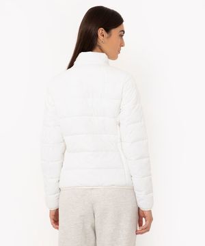 jaqueta puffer básica gola alta branco