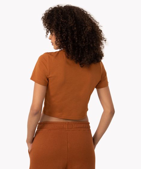 blusa baby look de algodão peruano marrom