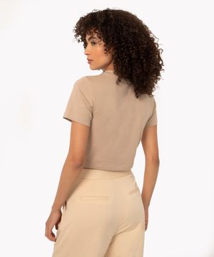 blusa baby look de algodão peruano bege