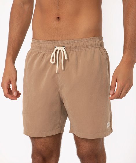 short cós elástico com cordão bege - camelo
