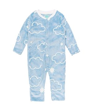 Macacão Pijama Bebê Feminino Kyly Fleece Azul