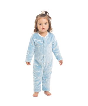 Macacão Pijama Bebê Feminino Kyly Fleece Azul