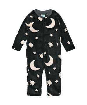 Macacão Pijama Bebê Feminino Kyly Fleece Preto