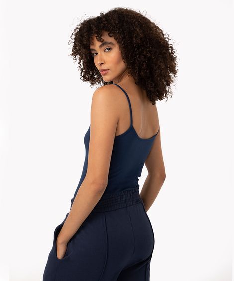 blusa de algodão peruano alça fina azul