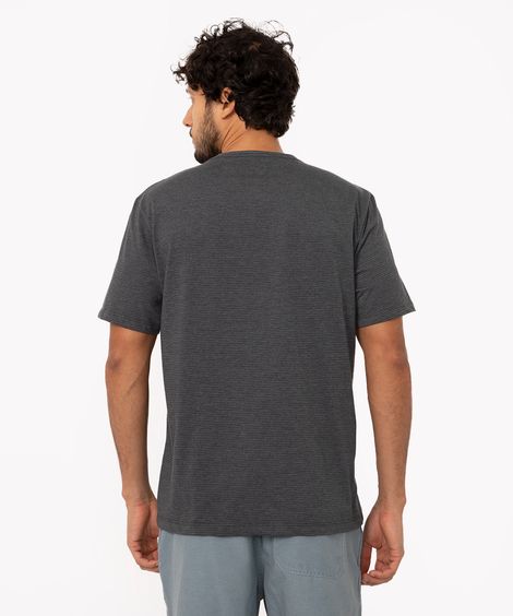 camiseta listrada manga curta com bolso cinza escuro
