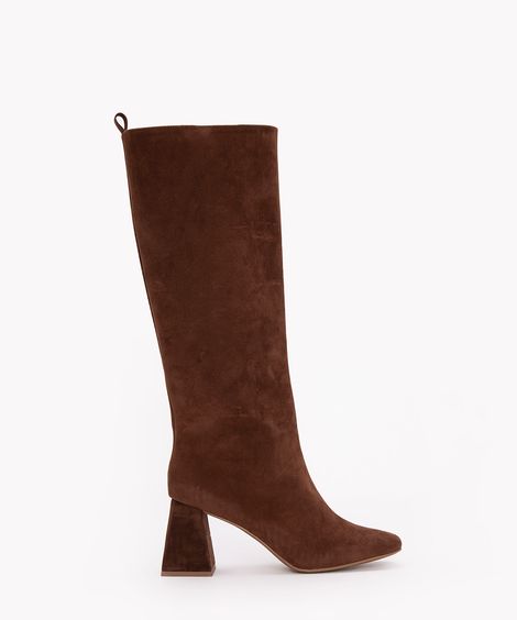 bota de pu cano alto salto médio bloco mindset marrom