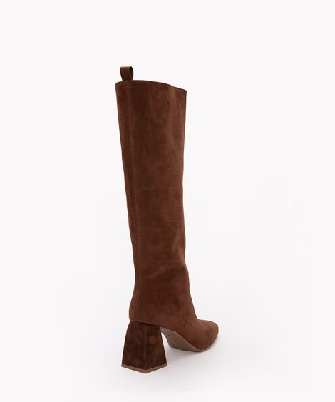 bota de pu cano alto salto médio bloco mindset marrom