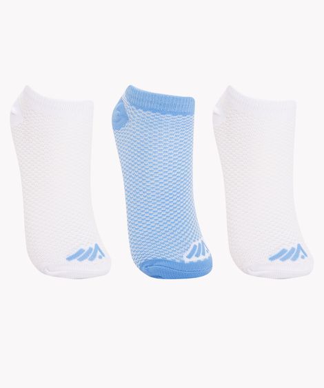 kit de 3 pares meias sapatilha esportivo azul