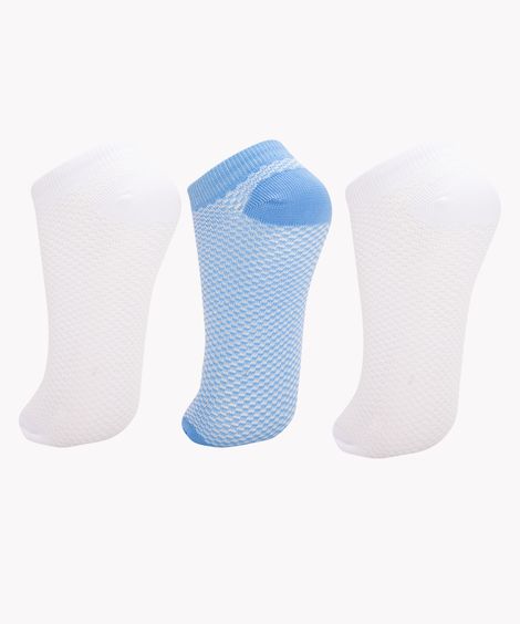 kit de 3 pares meias sapatilha esportivo azul