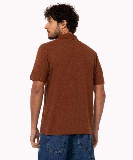 polo de piquet básica comfort manga curta - terracota