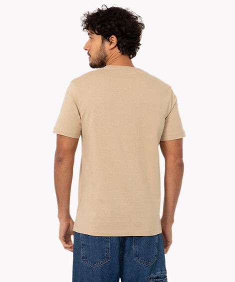 camiseta básica manga curta gola portuguesa - bege medio