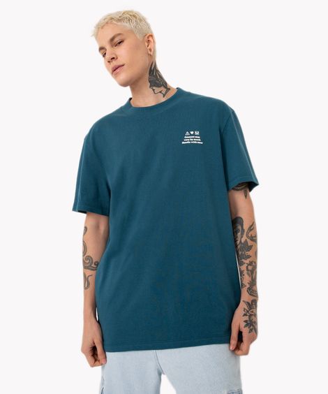 camiseta de algodão content may manga curta verde escuro
