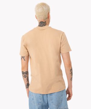 camiseta de algodão slim manga curta bege