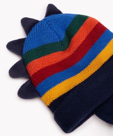 gorro de tricot dinossauro listrado multicor
