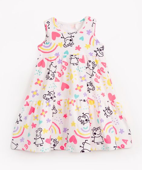 vestido infantil peppa pig off white