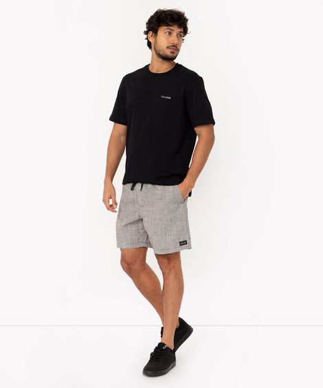 short mesclado cós elástico preto
