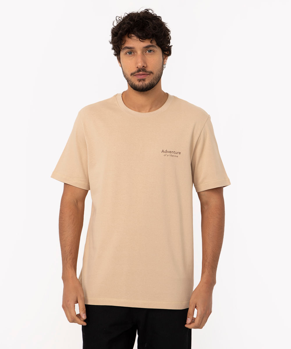 camiseta oversized de algodão manga curta bege claro