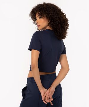 blusa baby look de algodão peruano azul
