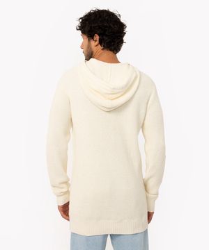 suéter de tricot texturizado com capuz off white