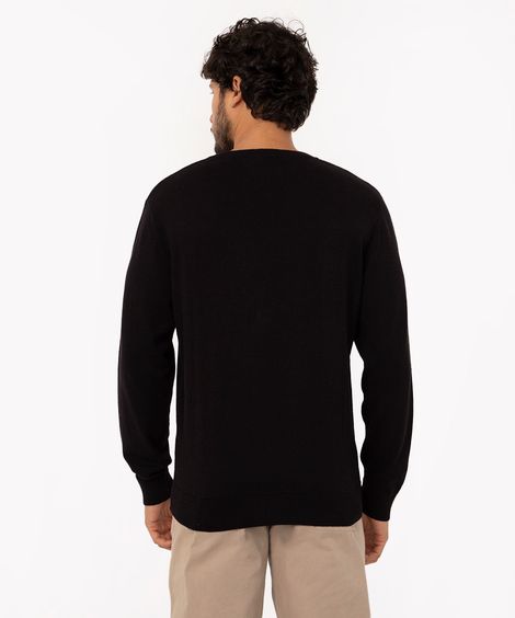 suéter de tricot manga longa paradise preto