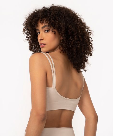 sutiã canelado sem bojo e sem costura bege