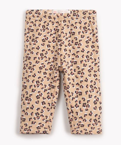 calça legging infantil animal print bege